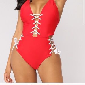 Fashion Nova Swimsuit Red